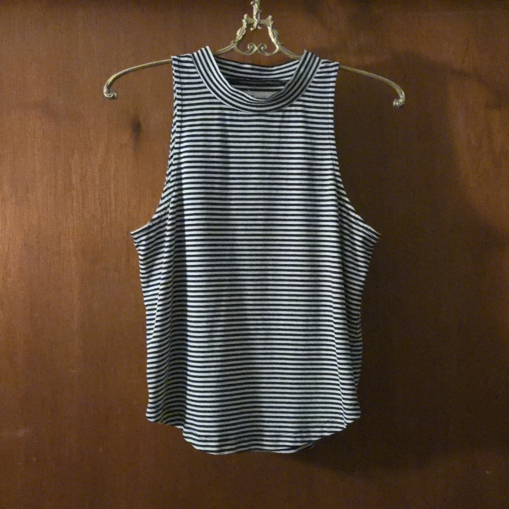 Madewell Mock Neck Striped Tank Top